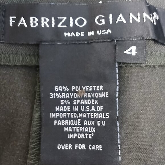 FABRIZIO GIANNI DARK OLIVE GREEN POLY/RAYON BLEND SIDE ZIP, SIZE 4 - Picture 3 of 8